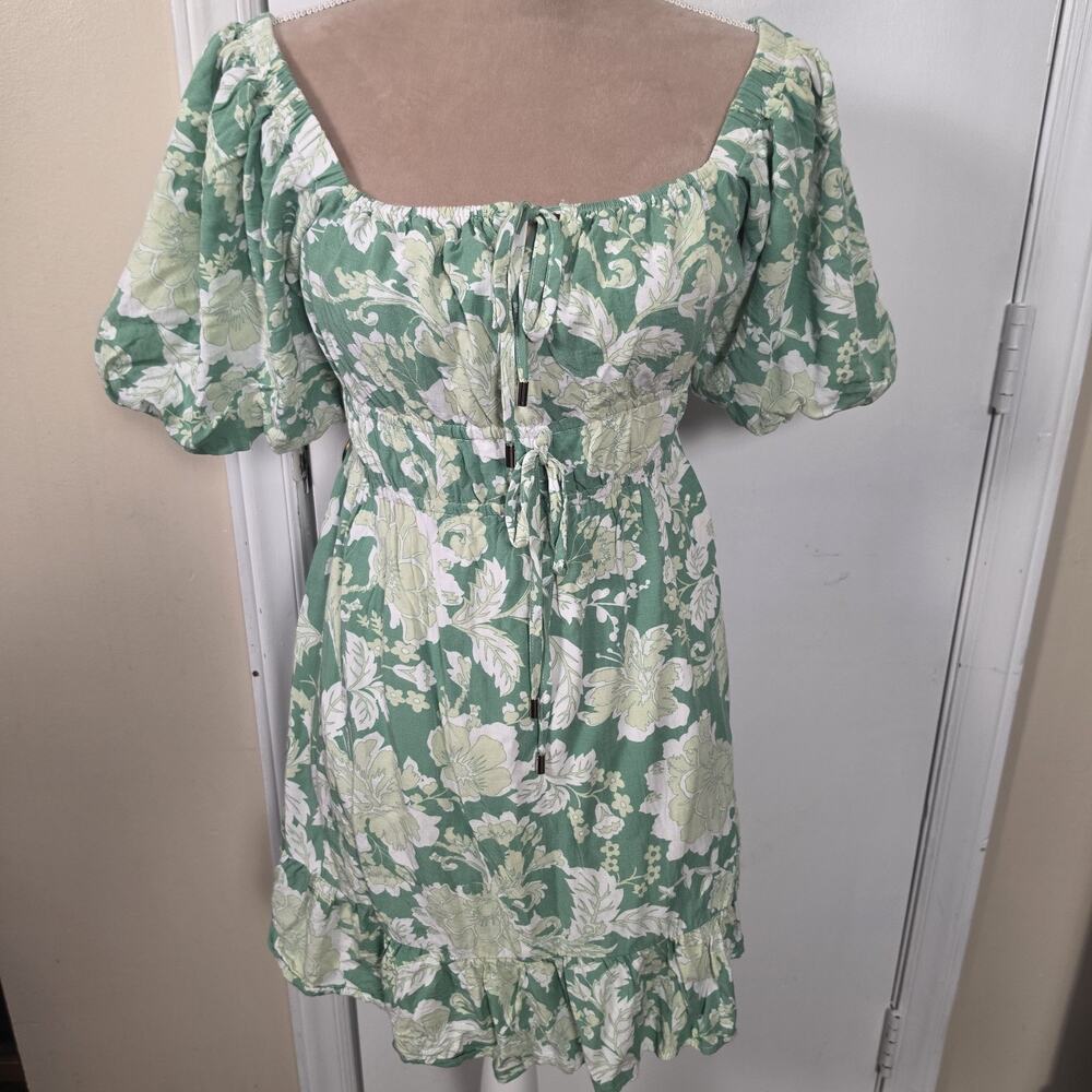 Revolve Babydoll Floral Mini Milkmaid Dress Sz M Y2K Boho Festival Fairy Cottage